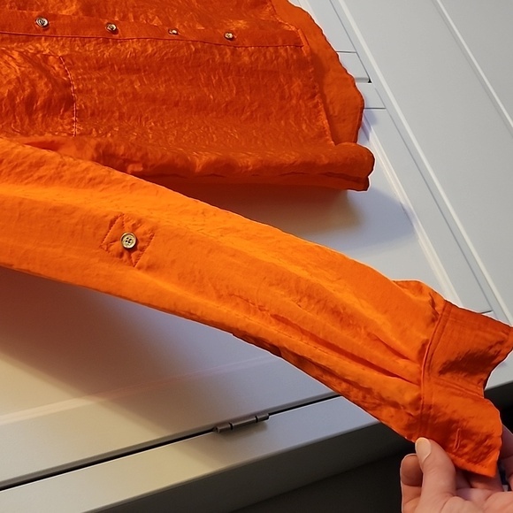 Micheal Kors Orange Button-Up Blouse - Picture 3 of 8